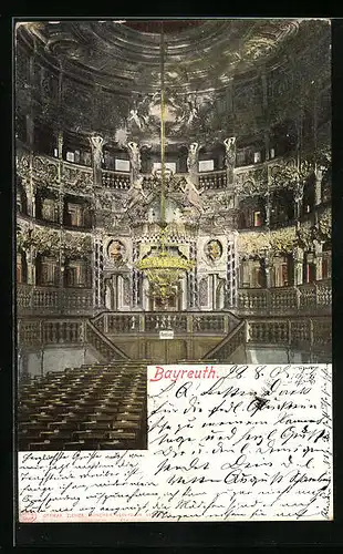 AK Bayreuth, Das prunkvolle Opernhaus, Innenansicht