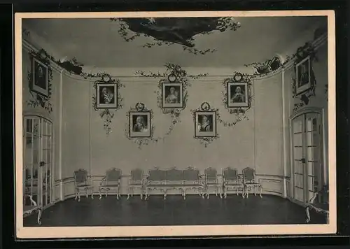 AK Bayreuth, Neues Schloss, Blick in das Musikzimmer