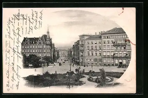 AK Kassel, Bahnhofstrasse aus der Vogelschau