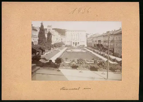 Fotografie Brück & Sohn Meissen, Ansicht Marienbad, Blick auf den Franz Joseph Platz, Hotel Stadt Brüssel