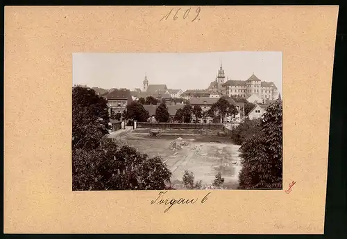 Fotografie Brück & Sohn Meissen, Ansicht Torgau / Elbe, Blick von der Bastion I auf die Stadt und das Schloss Hartenfels