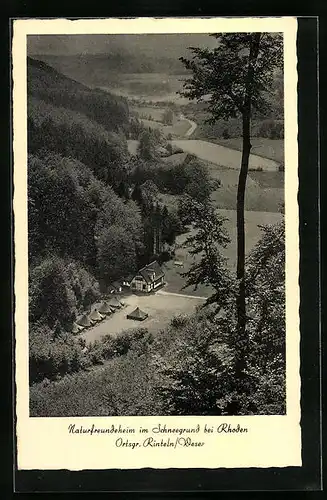 AK Rhoden, Talblick mit dem Naturfreundeheim im Schneegrund