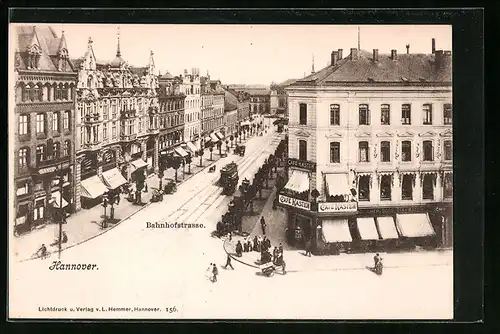 AK Hannover, Bahnofstrasse mit Café Kasten