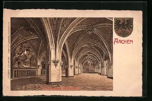 Lithographie Aachen, Krönungssaal im Rathaus