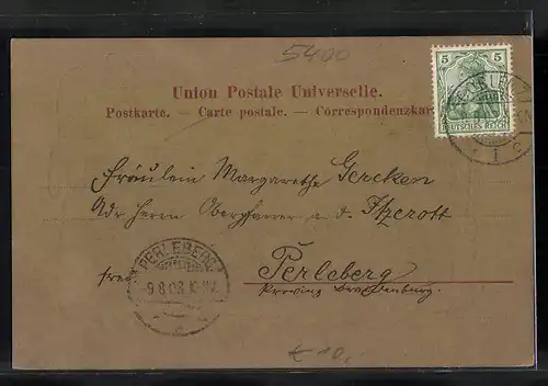 Passepartout-AK Stolzenfels, Ortsansicht mit Uferpartie