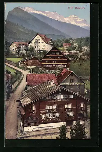 AK Bürglen, Strassenpartie mit Gasthaus Adler