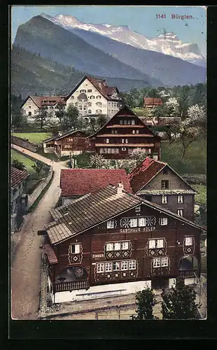 AK Bürglen, Strassenpartie mit Gasthaus Adler