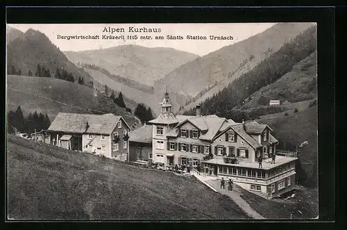 AK Urnäsch, Alpen Kurhaus aus der Vogelschau