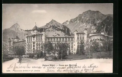 AK Caux sur Territet, Palace-Hotel mit Bergkulisse