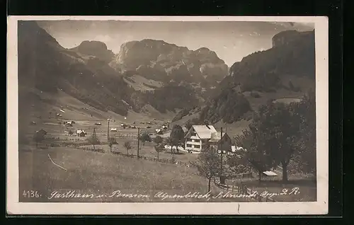 AK Schwendi, Gasthaus und Pension Alpenblick mit Umgebung