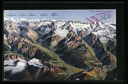 AK Andermatt, Totale mit Umgebung, Furka und Gotthardpass