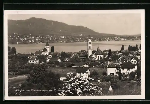 AK Küsnacht, Partie am Zürichsee mit Blick auf den Uetliberg