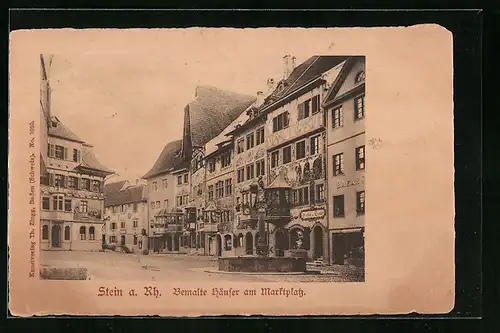 AK Stein a. Rh., bemalte Häuser am Marktplatz