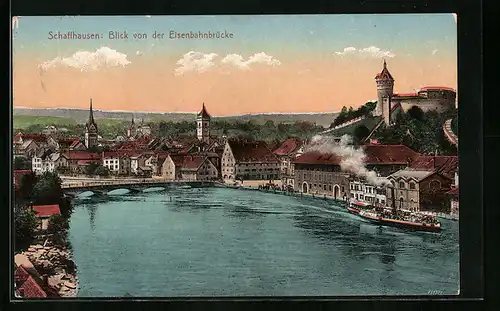 AK Schaffhausen, Blick von der Eisenbahnbrücke