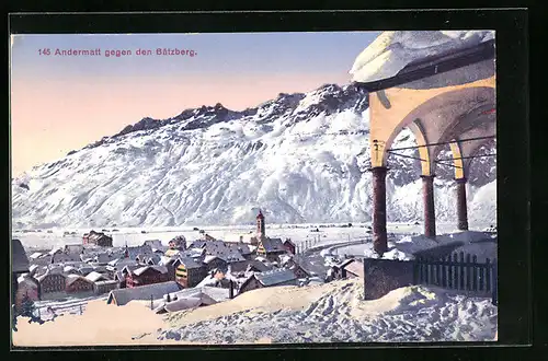 AK Andermatt, Totale mit Bätzberg im Winter