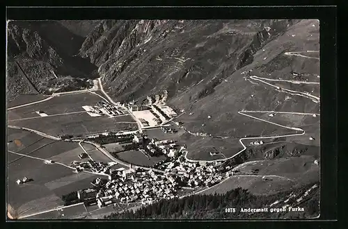AK Andermatt, Luftbild der Ortschaft