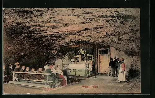 AK Appenzell, Gläubige im Wildkirchli