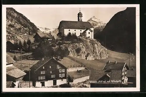 AK Wassen, Teilansicht mit Kirche und Windgelle