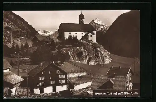 AK Wassen, Partie mit Kirche und Windgelle