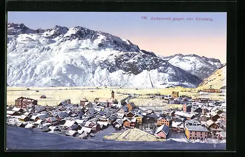 AK Andermatt, Totale gegen den Sätzberg im Winter