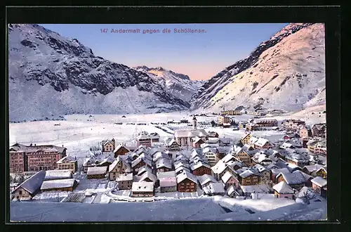AK Andermatt, Winterpanorama mit Schöllenen