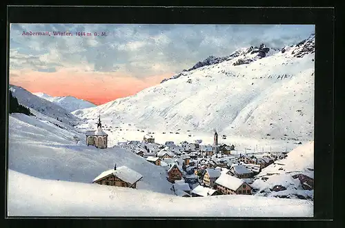 AK Andermatt, Ortspanorama im Winterglanz