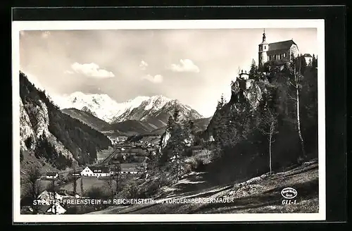 AK St. Peter-Freienstein, Gesamtansicht mit Reichenstein und Vordernbergermauer