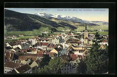 AK Bruck an der Mur, Gesamtansicht mit Mugel