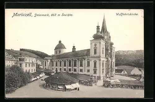 AK Mariazell, Blick auf die Wallfahrtskirche