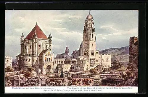 Künstler-AK Jerusalem, Marienkirche auf dem Sion