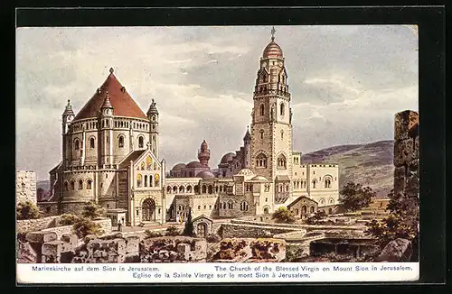 Künstler-AK Jerusalem, Marienkirche auf dem Sion
