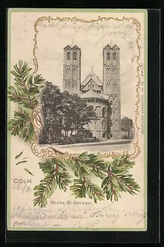 Präge-AK Köln, vor der Kirche St. Gereon