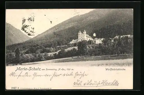 AK Maria-Schutz am Semmering, Panoramablick zur Wallfahrtskirche