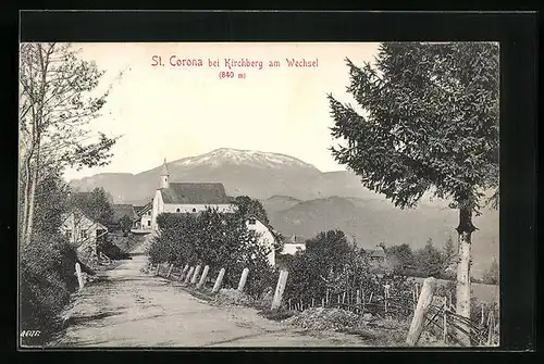 AK St. Corona bei Kirchberg am Wechsel, Blick auf die Kirche