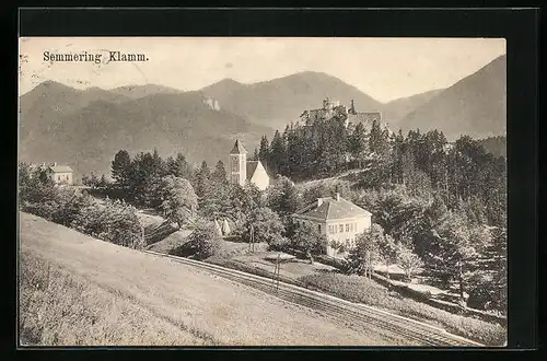 AK Semmering-Klamm, Teilansicht mit Kirche