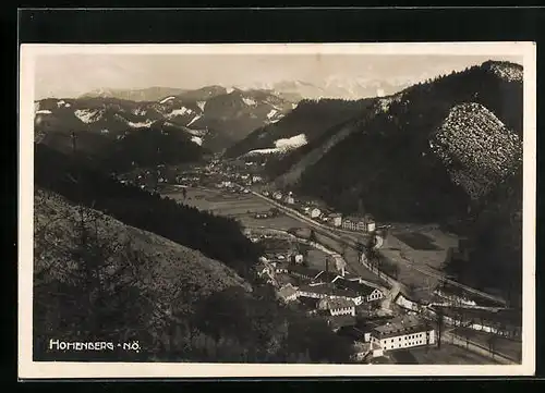 AK Hohenberg, Ortsansicht mit Umgebung aus der Vogelschau