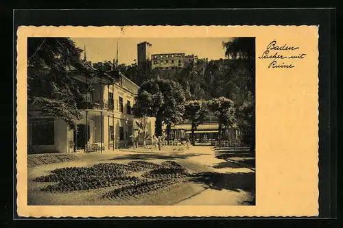 AK Baden, Sacher mit Ruine