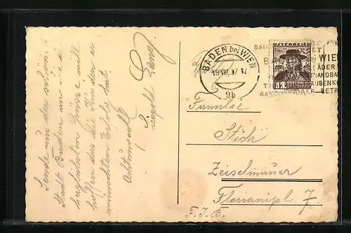 AK Baden, Sacher mit Ruine