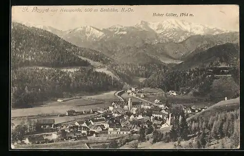 AK St. Aegyd am Neuwalde, Ortsansicht mit Hohem Göller