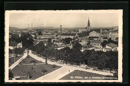 AK St. Pölten, Teilansicht aus der Vogelschau mit Strasse