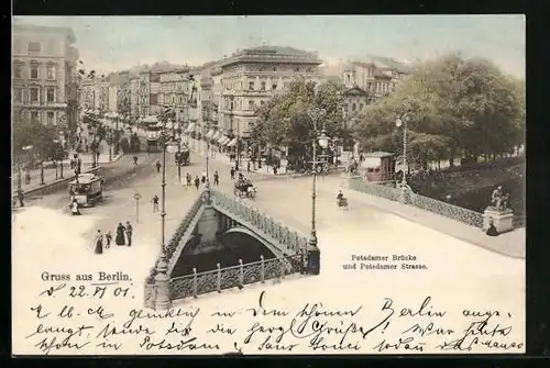AK Berlin, Potsdamer Brücke und Potsdamer Strasse