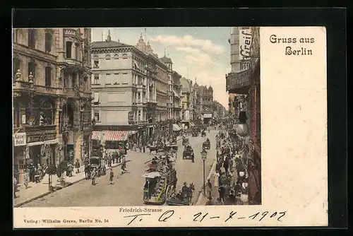 AK Berlin, belebte Friedrich-Strasse