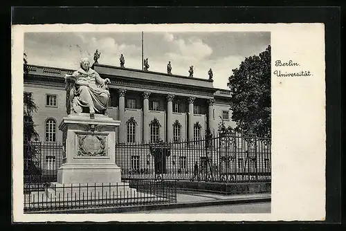 AK Berlin, Universität und Humboldt-Denkmal