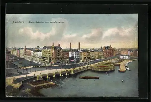 AK Hamburg, Alster-Arkaden und Jungfernstieg