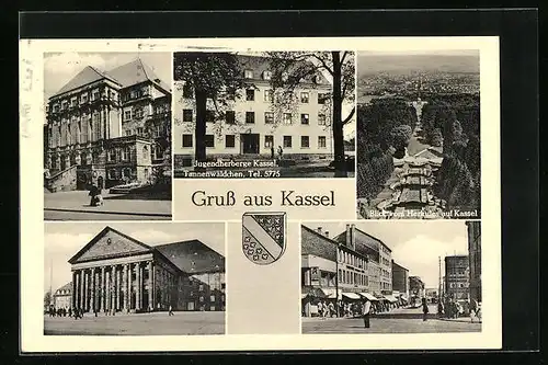 AK Kassel, Jugendherberge Tannenwäldchen, Teil- und Gesamtansichten