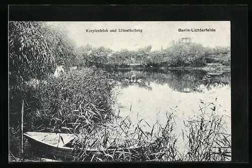 AK Berlin-Lichterfelde, Karpfenteich und Lilienthalberg