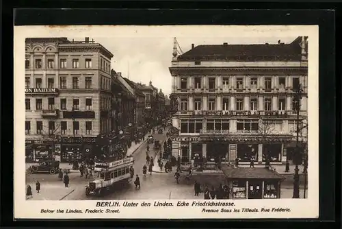 AK Berlin, Strassenpartie Unter den Linden Ecke Friedrichstrasse, Café König