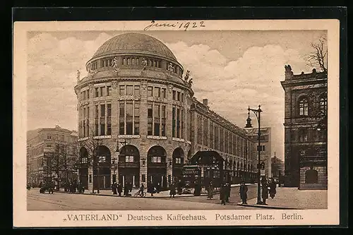 AK Berlin, Partie am Potsdamer Platz, Deutsches Kaffeehaus Vaterland