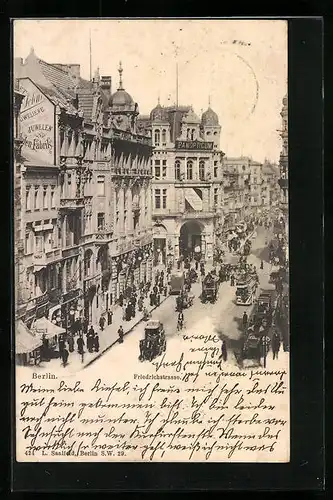 AK Berlin, Friedrichstrasse mit Geschäften und Panopticum