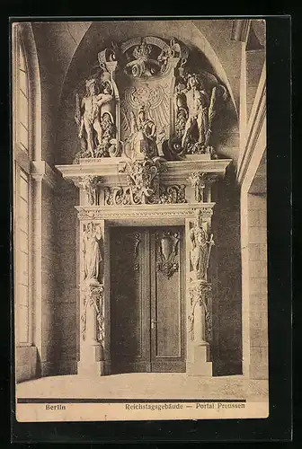 AK Berlin, Reichstagsgebäude, Portal Preussen